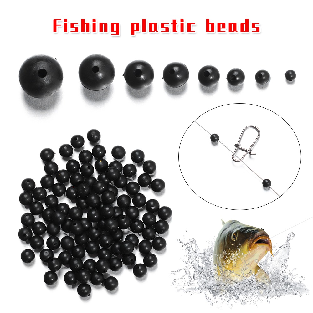Fishing Lure Soft Plastic - 100ชิ้น/ล็อตลูกปัดตกปลาพื้นที่ Stopper สีดำ3มม.-10มม.Soft และ Hard Beans
