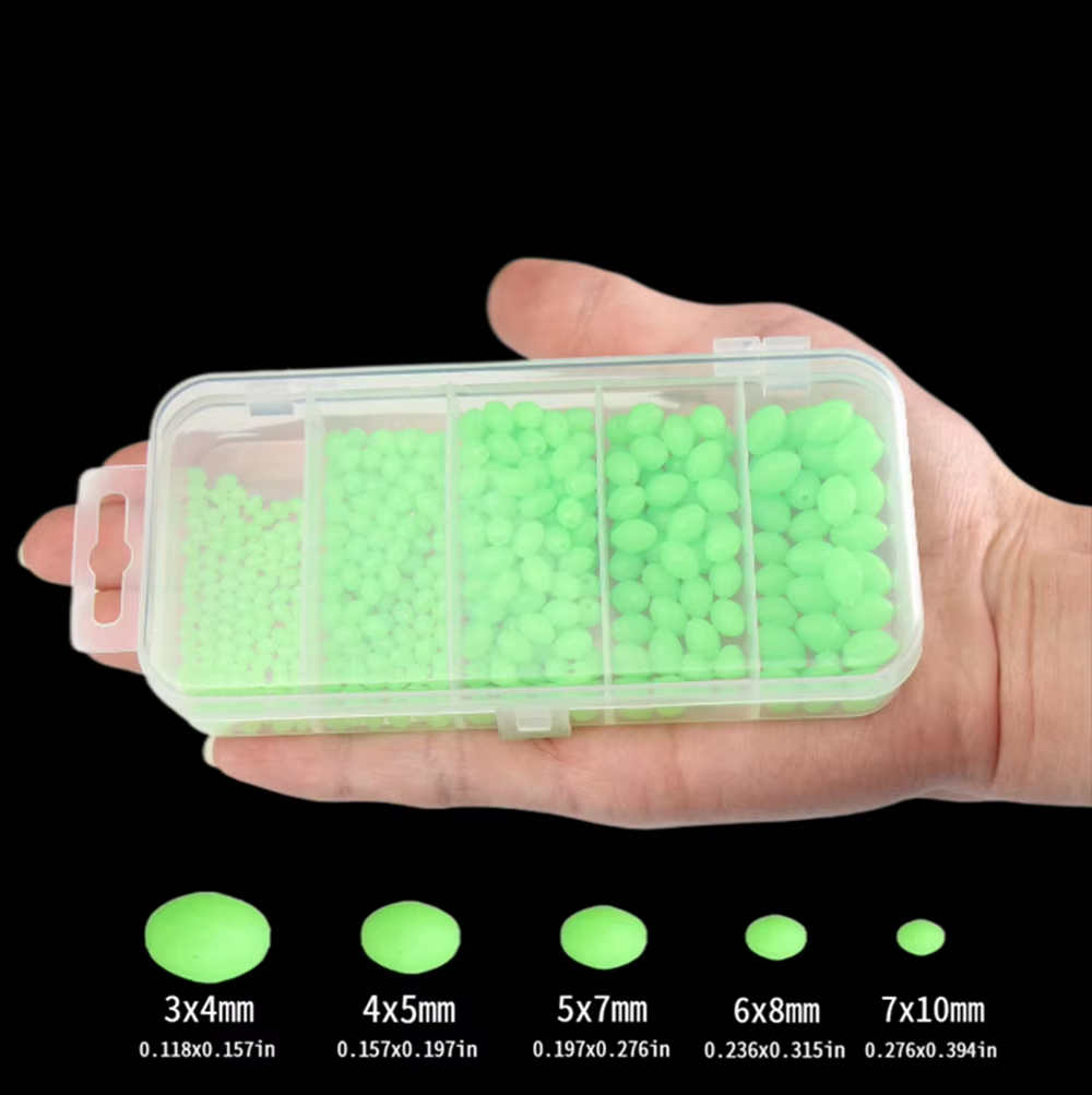 Fishing Lure Soft Plastic - 375 ชิ้น/เซ็ต Night Luminous ตกปลาลูกปัดนุ่มหนอนเรืองแสงเหยื่อตกปลาทะเลลอยตกปลา Tackles