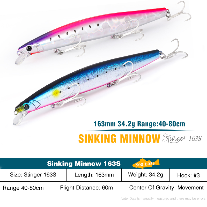 Fishing Lure Buzzbait - TSURINOYA 163S เหยื่อตกปลาทะเลแบบจม รุ่น STINGER 163